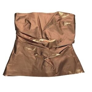 ZARA Metallic Rose Gold Strapless Draped Peplum Top Size M